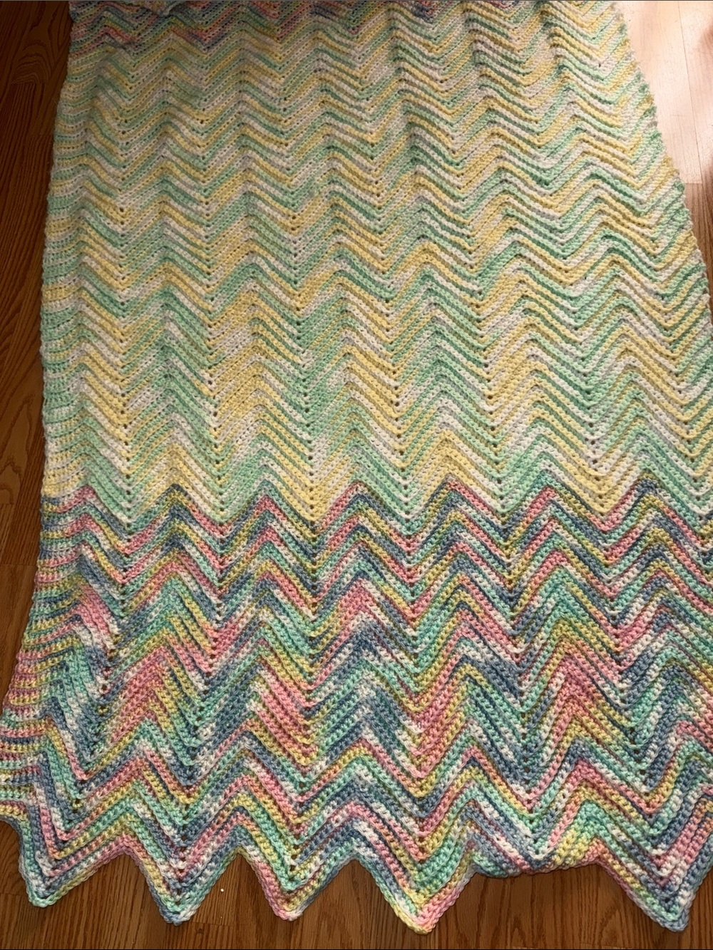 Handmade Pastel Chevron Knit Throw Blanket - Multi Pastel